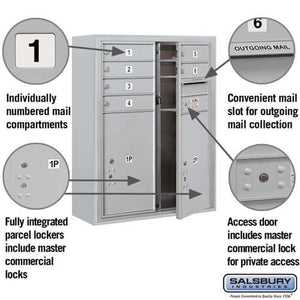 4C Horizontal Mailbox with 6 Doors & 2 Parcel Lockers