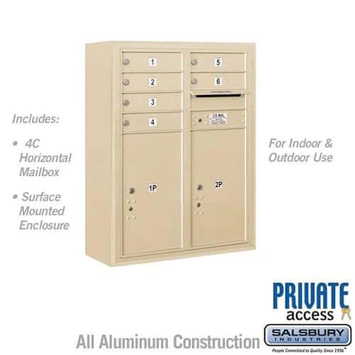4C Horizontal Mailbox with 6 Doors & 2 Parcel Lockers - Your Locker Store