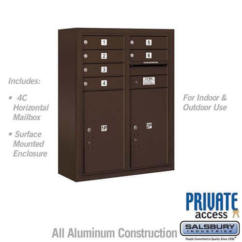 4C Horizontal Mailbox with 6 Doors & 2 Parcel Lockers - Your Locker Store