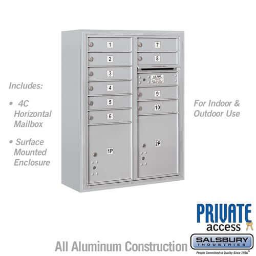 4C Horizontal Mailbox with 10 Doors & 2 Parcel Lockers - Your Locker Store