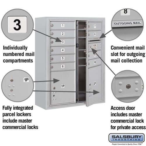 4C Horizontal Mailbox with 10 Doors & 2 Parcel Lockers - Your Locker Store