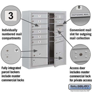 4C Horizontal Mailbox with 10 Doors & 2 Parcel Lockers