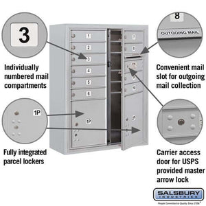 4C Horizontal Mailbox with 10 Doors & 2 Parcel Lockers