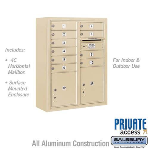 4C Horizontal Mailbox with 10 Doors & 2 Parcel Lockers - Your Locker Store