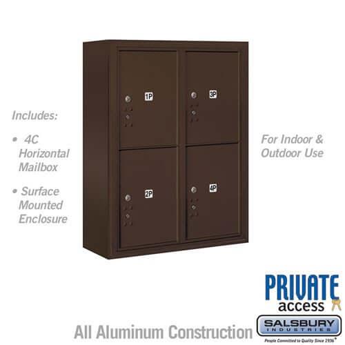 4C Horizontal Parcel Locker with 4 Doors - Your Locker Store