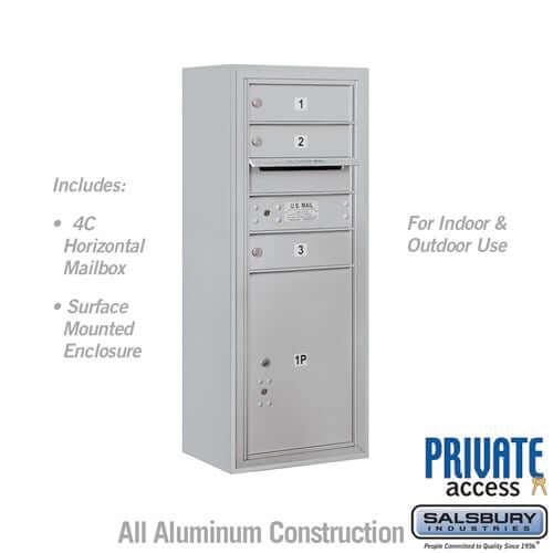 4C Horizontal Mailbox with 3 Doors & 1 Parcel Locker - Your Locker Store