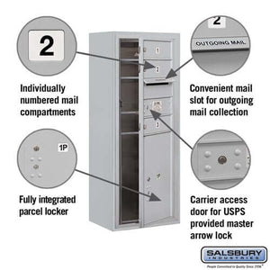 4C Horizontal Mailbox with 3 Doors & 1 Parcel Locker