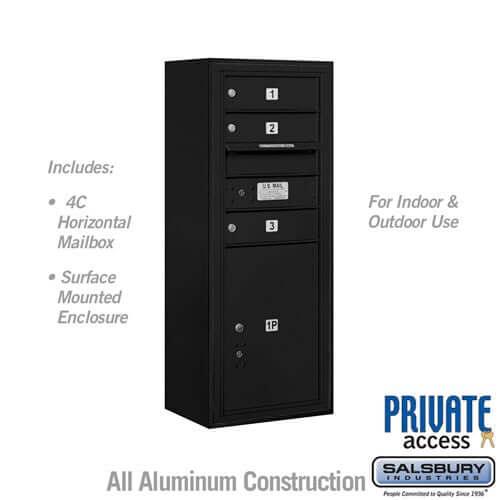4C Horizontal Mailbox with 3 Doors & 1 Parcel Locker - Your Locker Store