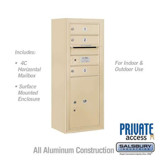 4C Horizontal Mailbox with 3 Doors & 1 Parcel Locker - Your Locker Store
