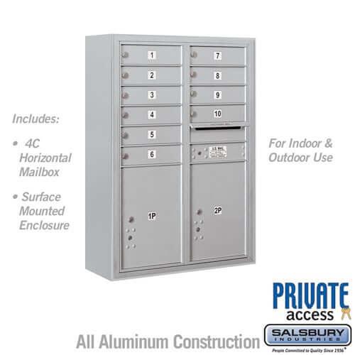4C Horizontal Mailbox with 10 Doors & 2 Parcel Lockers - Your Locker Store