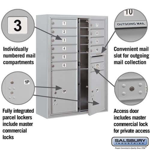 4C Horizontal Mailbox with 10 Doors & 2 Parcel Lockers - Your Locker Store