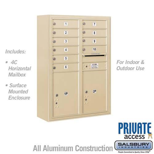 4C Horizontal Mailbox with 10 Doors & 2 Parcel Lockers - Your Locker Store