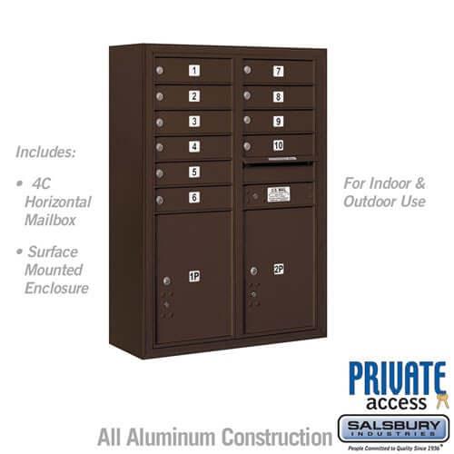 4C Horizontal Mailbox with 10 Doors & 2 Parcel Lockers - Your Locker Store