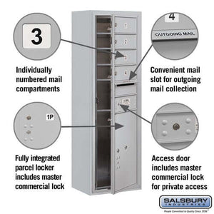 4C Horizontal Mailbox with 4 Doors & 1 Parcel Locker