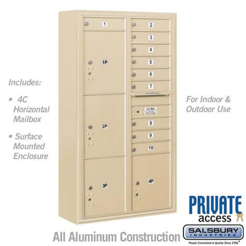 4C Horizontal Mailbox with 10 Doors & 4 Parcel Lockers - Your Locker Store