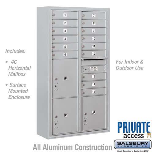4C Horizontal Mailbox with 15 Doors & 3 Parcel Lockers - Your Locker Store