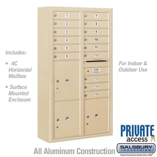 4C Horizontal Mailbox with 15 Doors & 3 Parcel Lockers - Your Locker Store