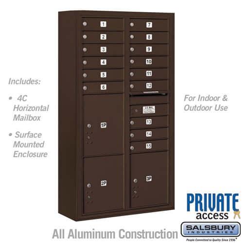4C Horizontal Mailbox with 15 Doors & 3 Parcel Lockers - Your Locker Store