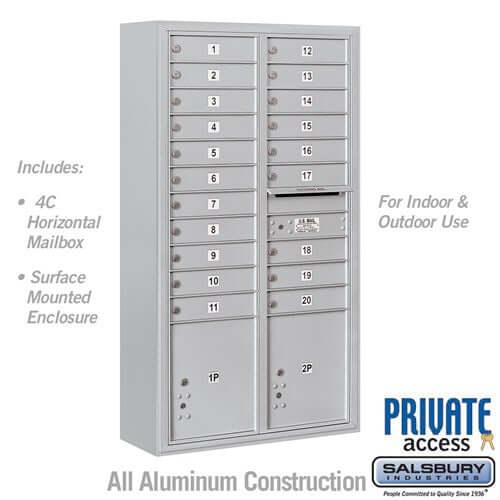 4C Horizontal Mailbox with 20 Doors & 2 Parcel Lockers - Your Locker Store