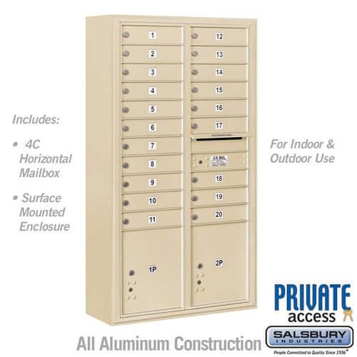 4C Horizontal Mailbox with 20 Doors & 2 Parcel Lockers - Your Locker Store