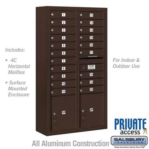 4C Horizontal Mailbox with 20 Doors & 2 Parcel Lockers - Your Locker Store