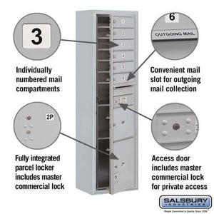 4C Horizontal Mailbox with 6 Doors & 2 Parcel Lockers