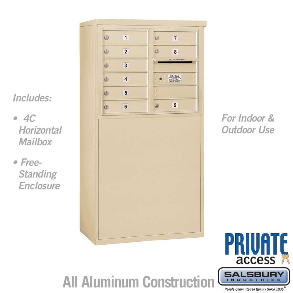 Free-Standing 4C Horizontal Mailbox with 9 Doors - Your Locker Store