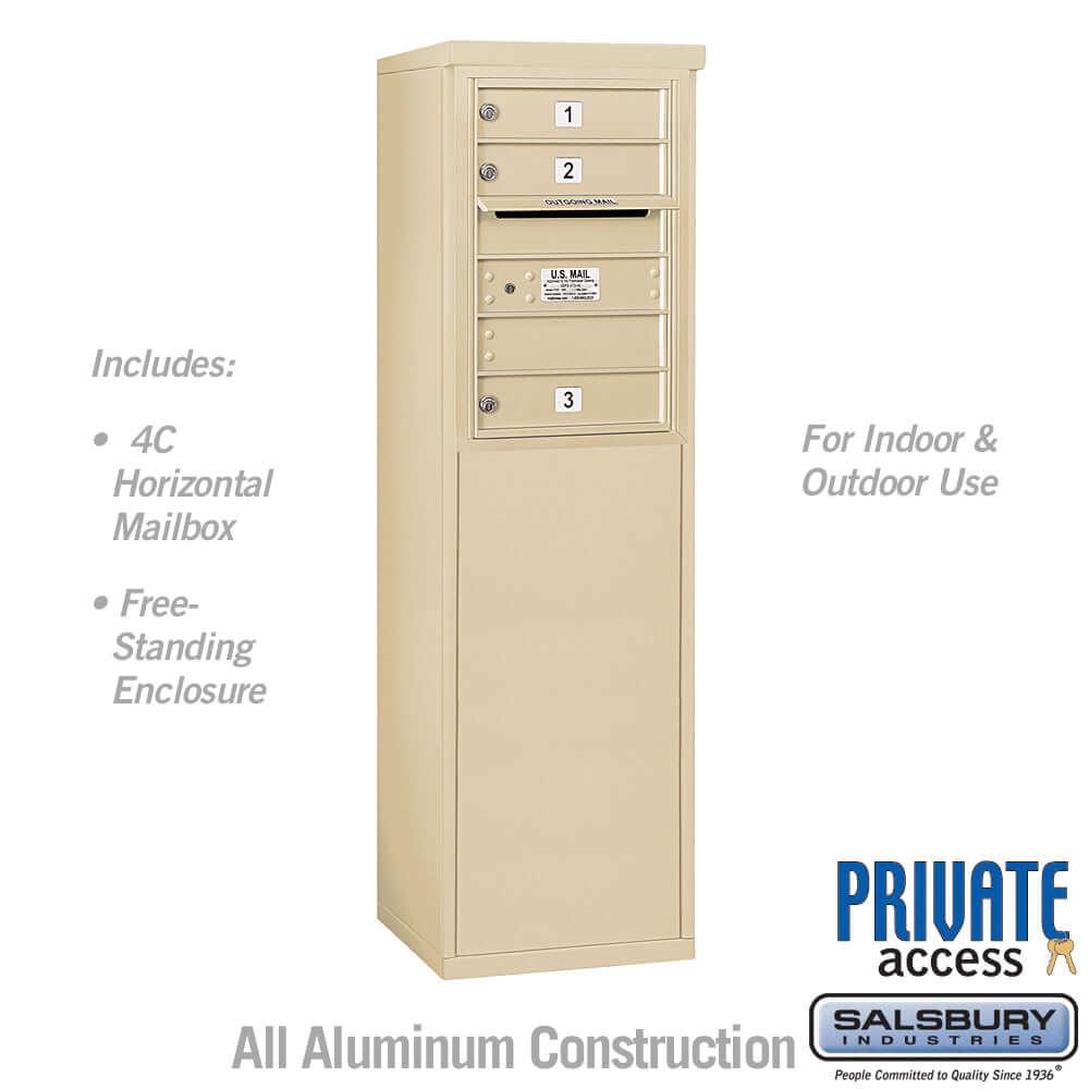 Free-Standing 4C Horizontal Mailbox with 3 Doors - Your Locker Store