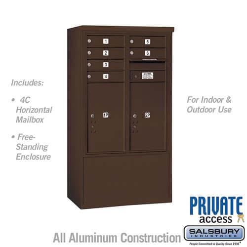 Free-Standing 4C Horizontal Mailbox with 6 Doors & 2 Parcel Lockers - Your Locker Store