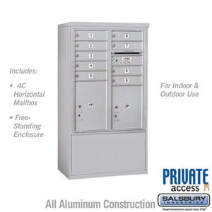 Free-Standing 4C Horizontal Mailbox with 9 Doors & 2 Parcel Lockers