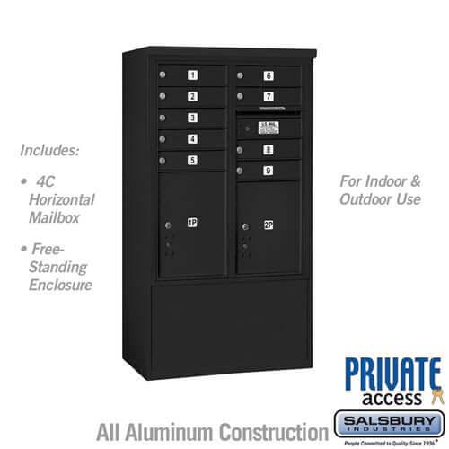 Free-Standing 4C Horizontal Mailbox with 9 Doors & 2 Parcel Lockers - Your Locker Store