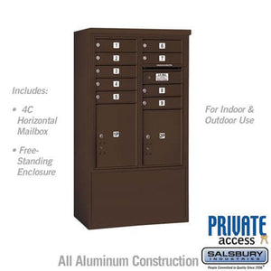 Free-Standing 4C Horizontal Mailbox with 9 Doors & 2 Parcel Lockers