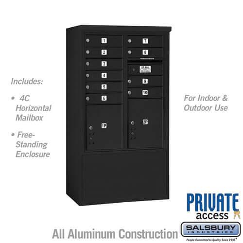Free-Standing 4C Horizontal Mailbox with 10 Doors & 2 Parcel Lockers - Your Locker Store