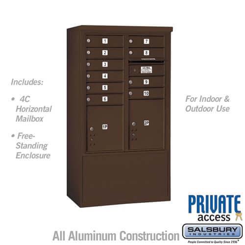 Free-Standing 4C Horizontal Mailbox with 10 Doors & 2 Parcel Lockers - Your Locker Store