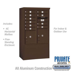 Free-Standing 4C Horizontal Mailbox with 10 Doors & 2 Parcel Lockers