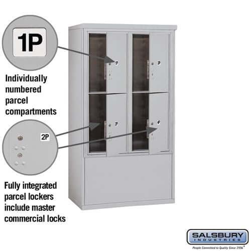 Free-Standing 4C Horizontal Parcel Locker with 4 Doors - Your Locker Store
