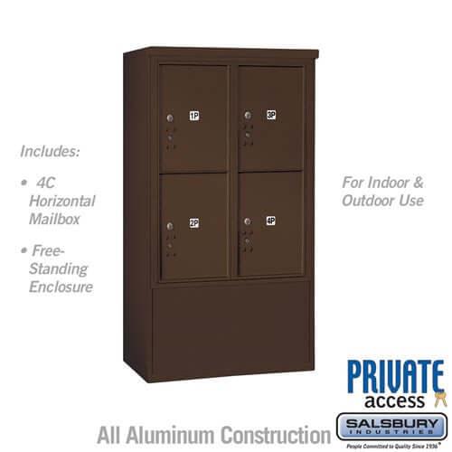 Free-Standing 4C Horizontal Parcel Locker with 4 Doors - Your Locker Store