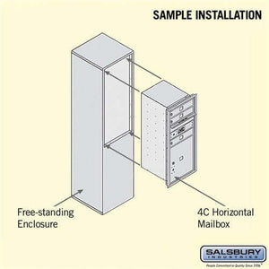 Free-Standing 4C Horizontal Mailbox with 3 Doors & 1 Parcel Locker