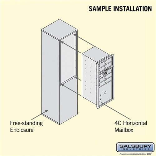 Free-Standing 4C Horizontal Mailbox with 4 Doors & 1 Parcel Locker - Your Locker Store