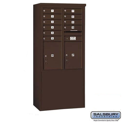 Free-Standing 4C Horizontal Mailbox with 10 Doors & 2 Parcel Lockers