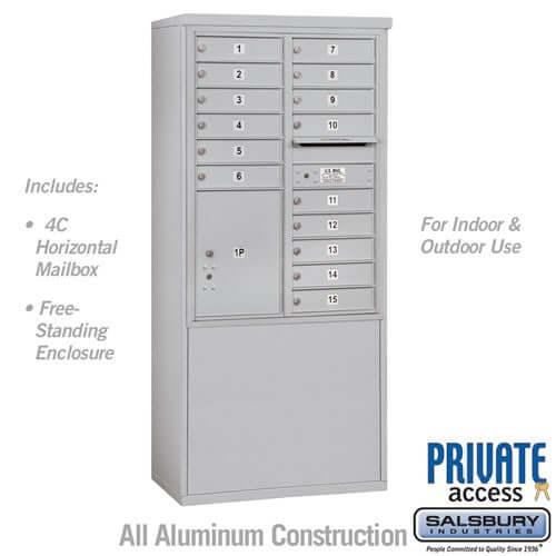Free-Standing 4C Horizontal Mailbox with 15 Doors & 1 Parcel Locker - Your Locker Store