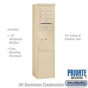 Free-Standing 4C Horizontal Mailbox with 4 Doors & 1 Parcel Locker