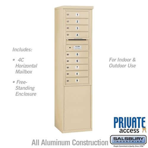 Free-Standing 4C Horizontal Mailbox with 9 Doors - Your Locker Store