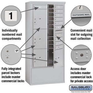 Free-Standing 4C Horizontal Mailbox with 10 Doors & 4 Parcel Lockers