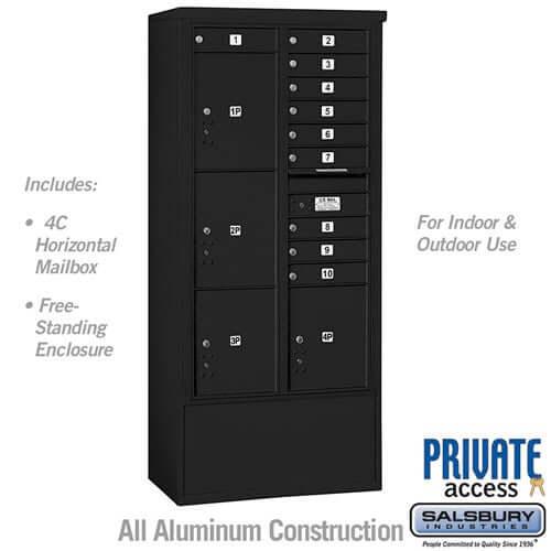 Free-Standing 4C Horizontal Mailbox with 10 Doors & 4 Parcel Lockers - Your Locker Store