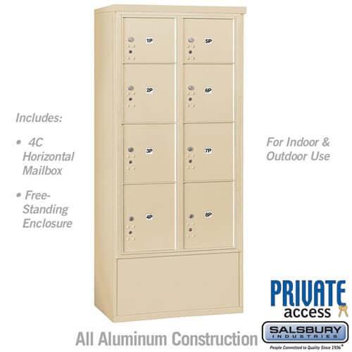 Free-Standing 4C Horizontal Parcel Locker with 8 Doors - Your Locker Store