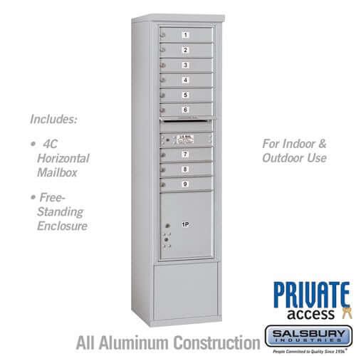 Free-Standing 4C Horizontal Mailbox with 9 Doors & 1 Parcel Locker - Your Locker Store