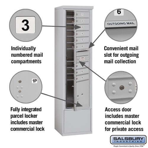 Free-Standing 4C Horizontal Mailbox with 9 Doors & 1 Parcel Locker - Your Locker Store