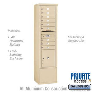 Free-Standing 4C Horizontal Mailbox with 9 Doors & 1 Parcel Locker