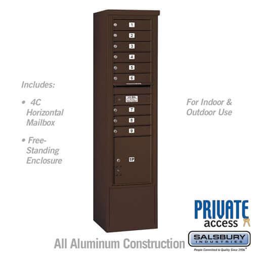 Free-Standing 4C Horizontal Mailbox with 9 Doors & 1 Parcel Locker - Your Locker Store